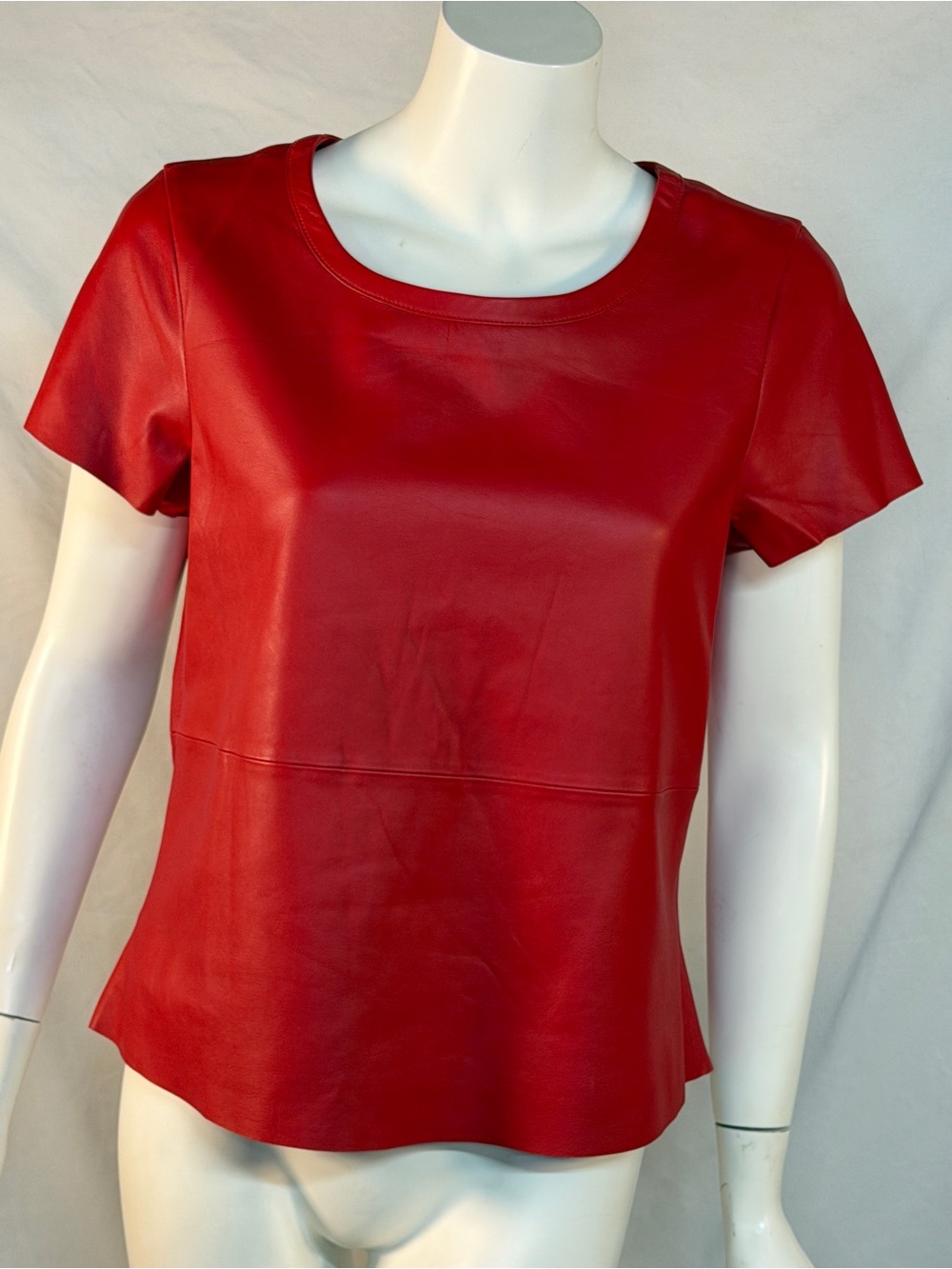 Red Leather Short-Sleeve Tee — Women's